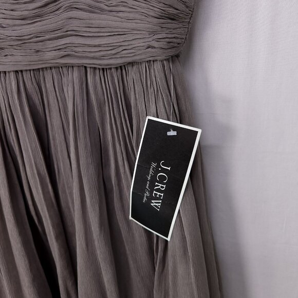 JCrew Silk Wedding Party Dress Size 8 Petite Gray Pleated Bodice New - Picture 13 of 16